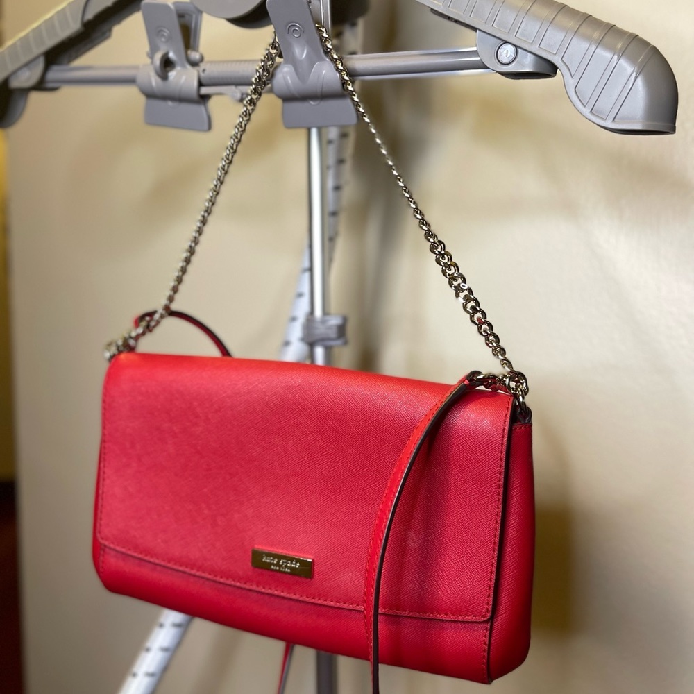 Red leather bag. Kate Spade.